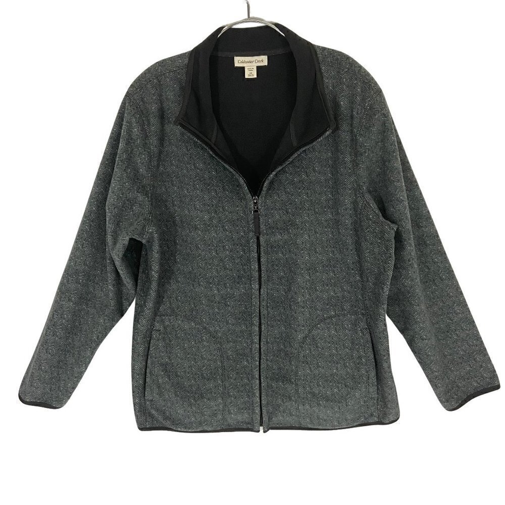 Coldwater Creek Fleece Jacket Sweater Full Zip Long Sleeve Women's Size 2XL Grey